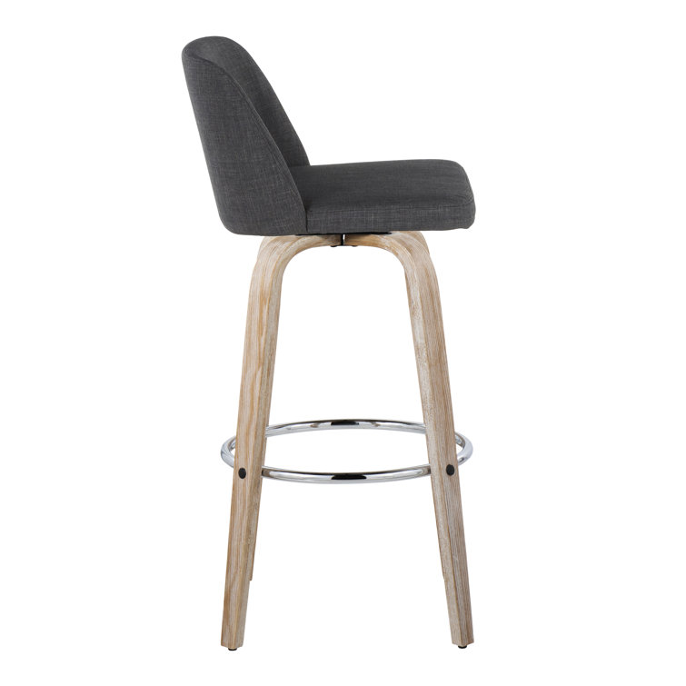Blue Swivel Bar Stools with Whitewashed Wood Frame, Set of 2