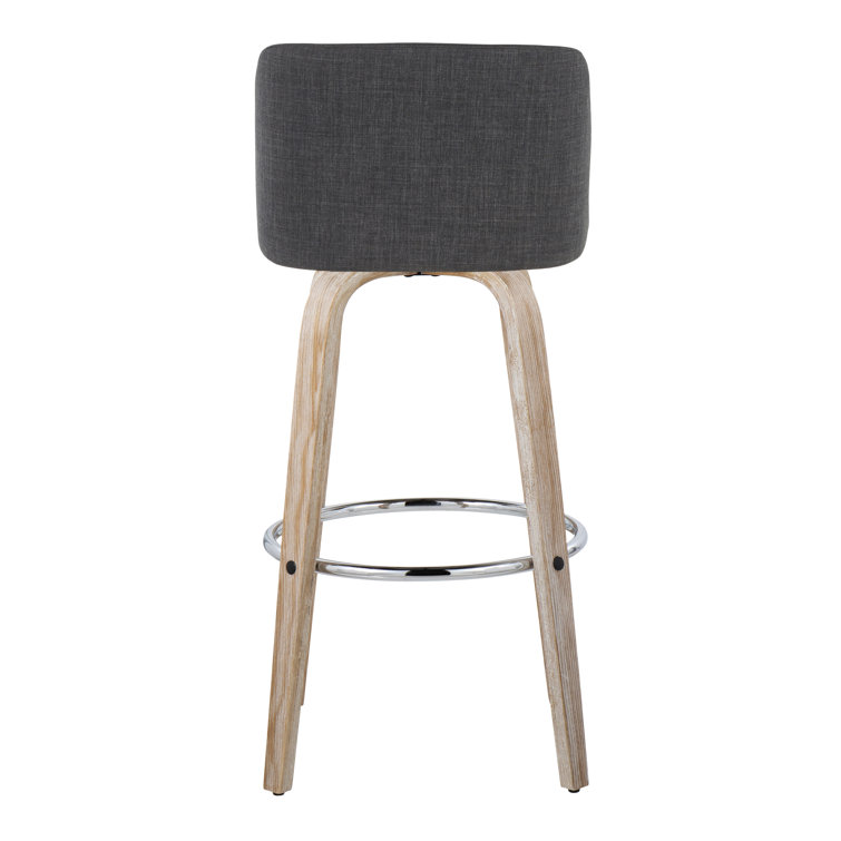 Blue Swivel Bar Stools with Whitewashed Wood Frame, Set of 2