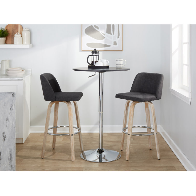 Blue Swivel Bar Stools with Whitewashed Wood Frame, Set of 2