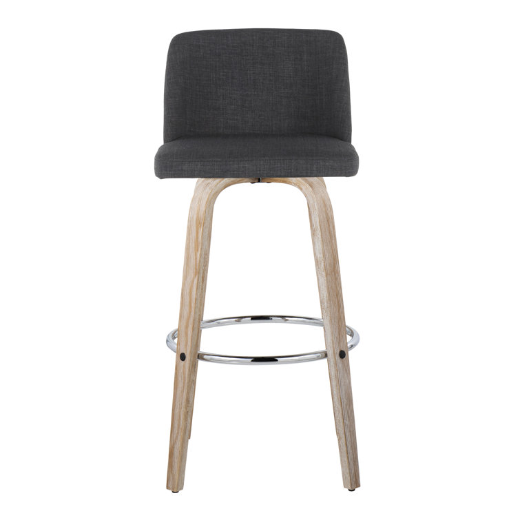 Blue Swivel Bar Stools with Whitewashed Wood Frame, Set of 2
