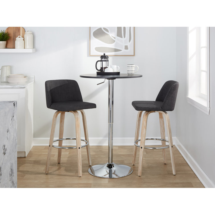 Blue Swivel Bar Stools with Whitewashed Wood Frame, Set of 2