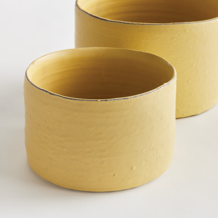 Buttercup Yellow Handmade Terracotta Planter Set