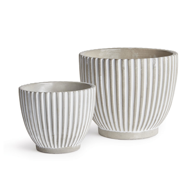 Handcrafted White and Gray Tapered Pot Planter Set