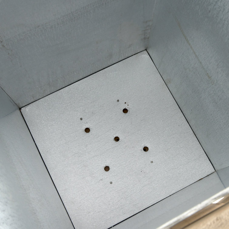 Gray Washed Teak Wood Planter with Galvanized Steel Liner