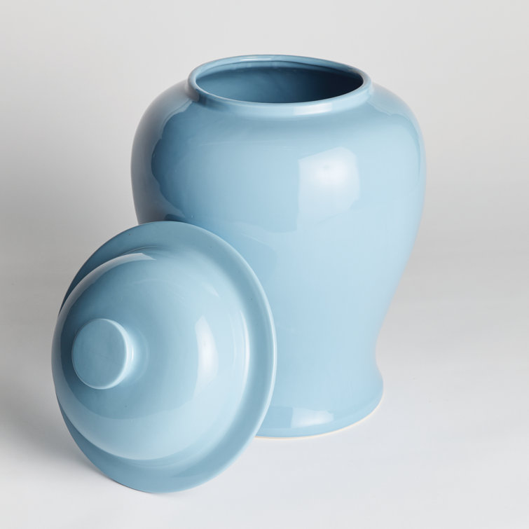 Large Blue High Gloss Ceramic Ginger Jar
