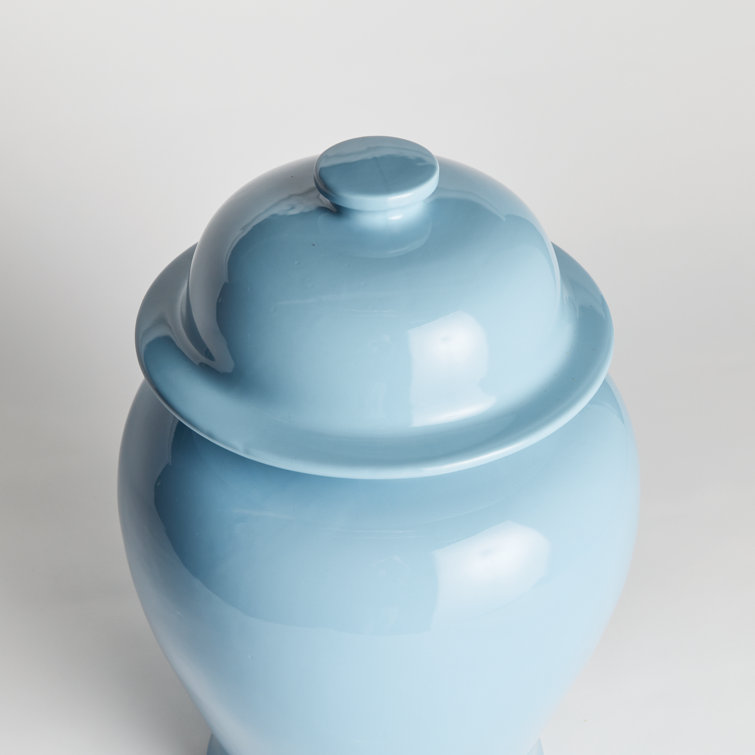 Large Blue High Gloss Ceramic Ginger Jar