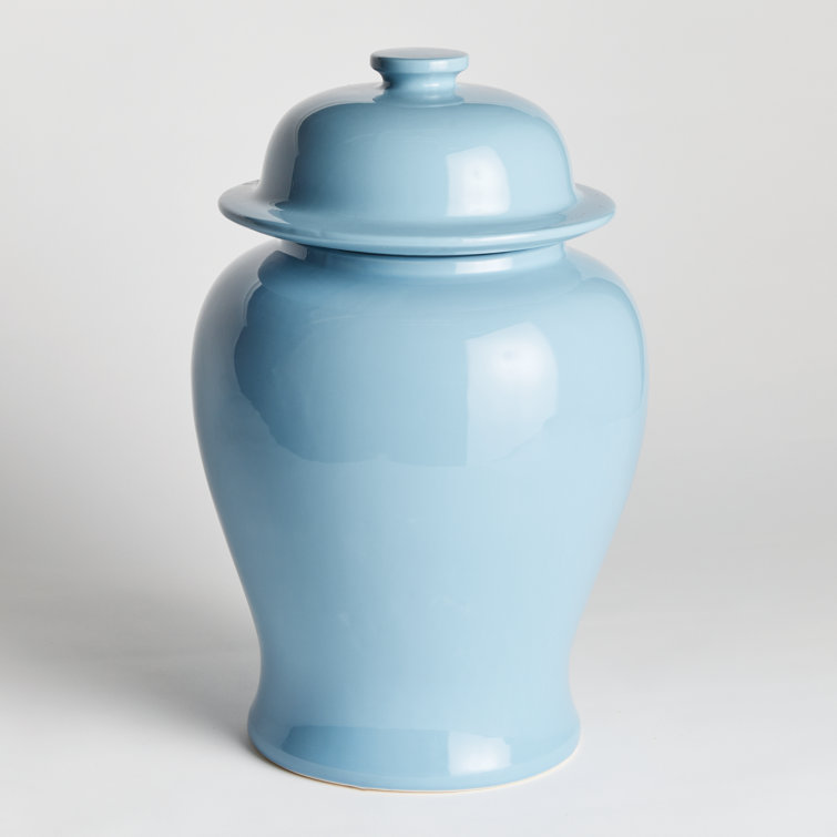 Large Blue High Gloss Ceramic Ginger Jar