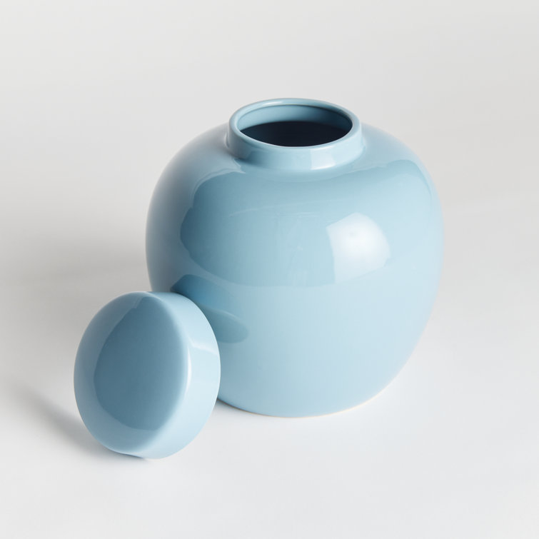 Francina 9.5'' Blue Handmade Ceramic Ginger Jar