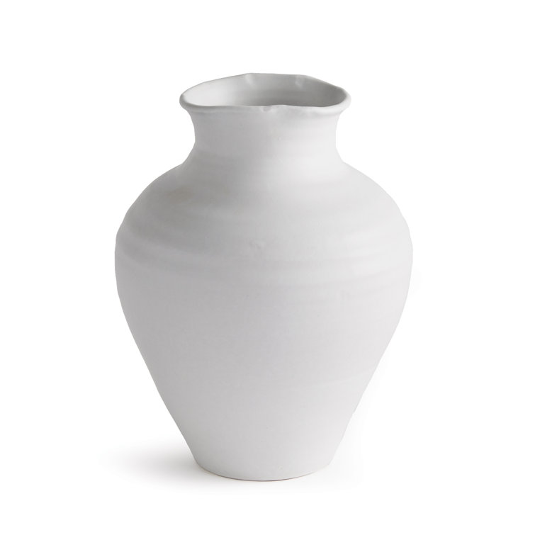 White Handcrafted Ceramic Decorative Table Vase