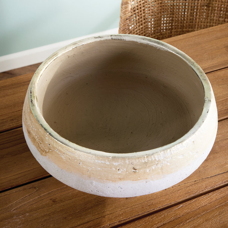 Handcrafted Champagne Glaze Terracotta Decorative Bowl with Stand
