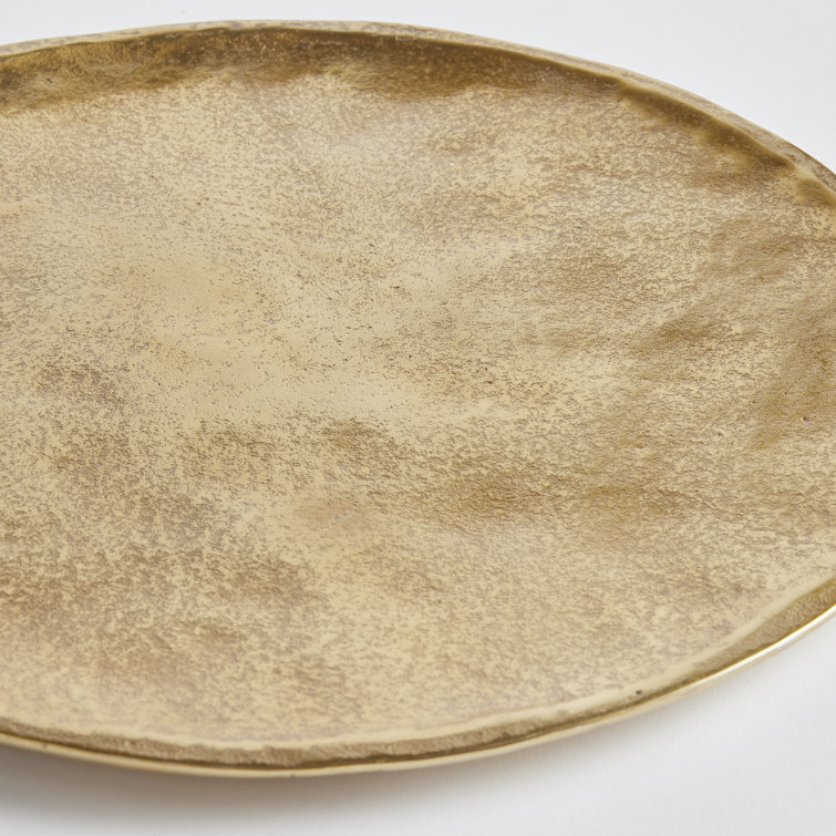 Round Gold Cast Aluminum Decorative Tray