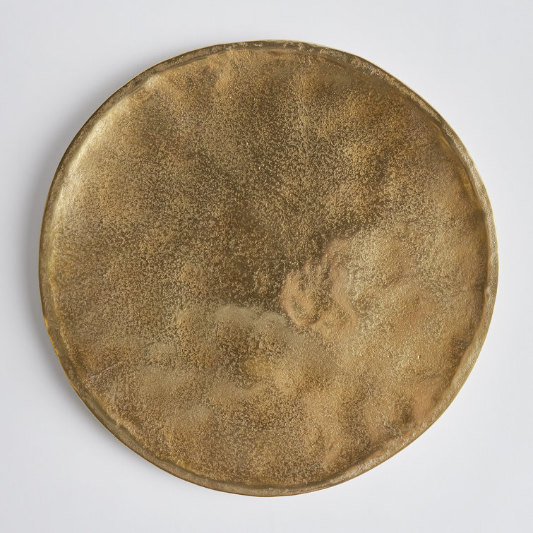 Round Gold Cast Aluminum Decorative Tray