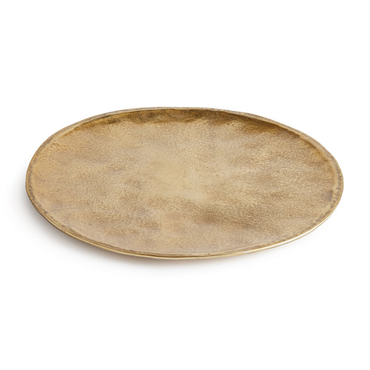 Round Gold Cast Aluminum Decorative Tray