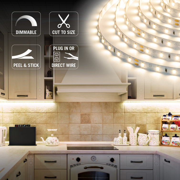 16 ft Warm White Dimmable LED Tape Light Kit