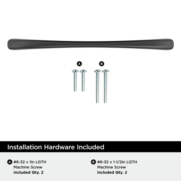Matte Black Modern 6-5/16 inch Cabinet Pull with Mounting Hardware
