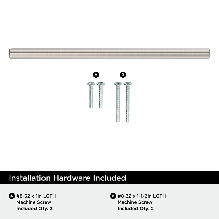 Sterling Nickel 7" Modern Bar Pull with Mounting Hardware