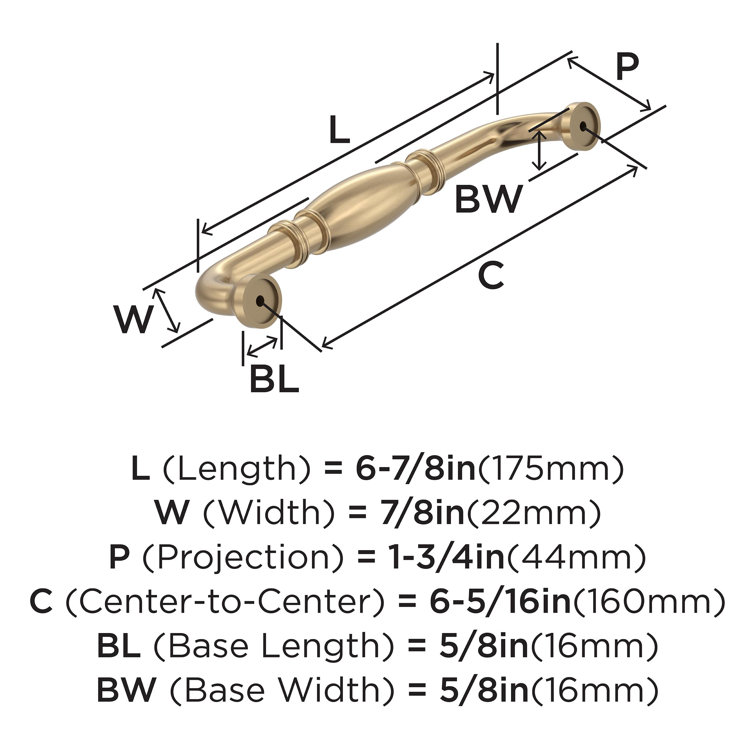 Granby 6-5/16 Inch Satin Nickel Traditional Cabinet Pull