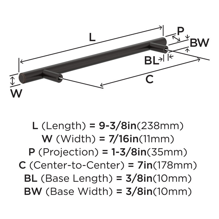 7-Inch Oil-Rubbed Bronze Modern Bar Cabinet Pull