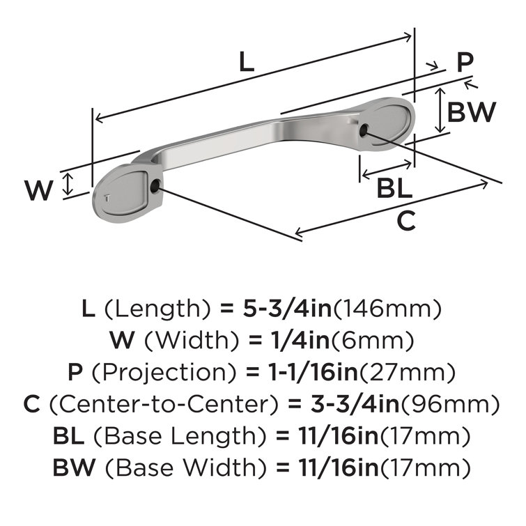 Polished Chrome Traditional Cabinet Bar Pull with Mounting Hardware