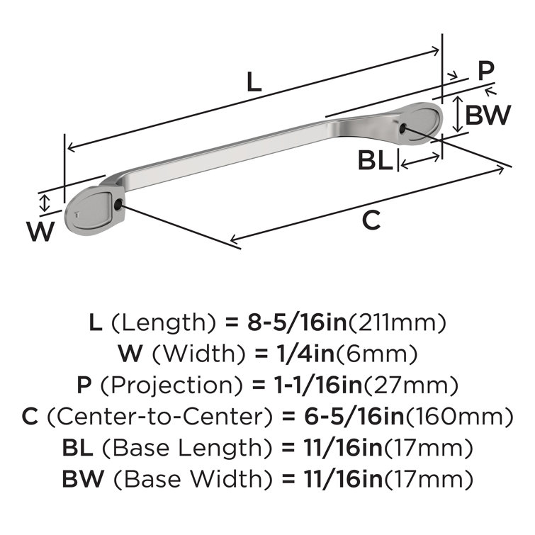 Polished Chrome Traditional Cabinet Bar Pull with Mounting Hardware