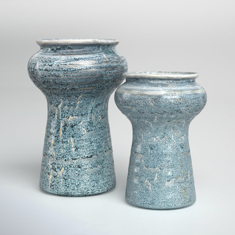 Oceanic Blue Ceramic Table Vase Set