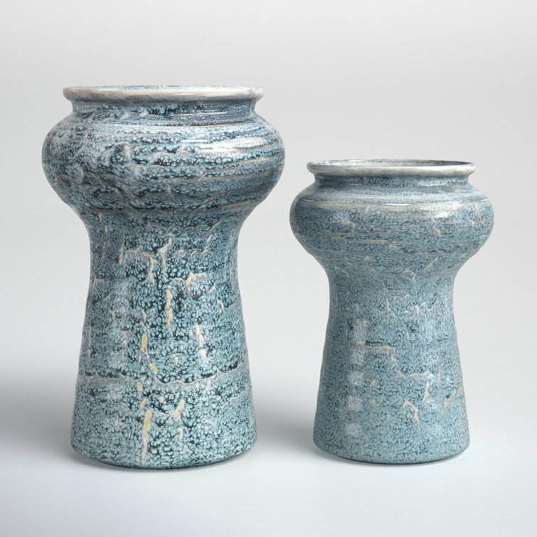 Oceanic Blue Ceramic Table Vase Set