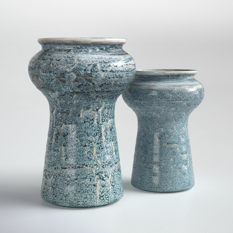 Oceanic Blue Ceramic Table Vase Set