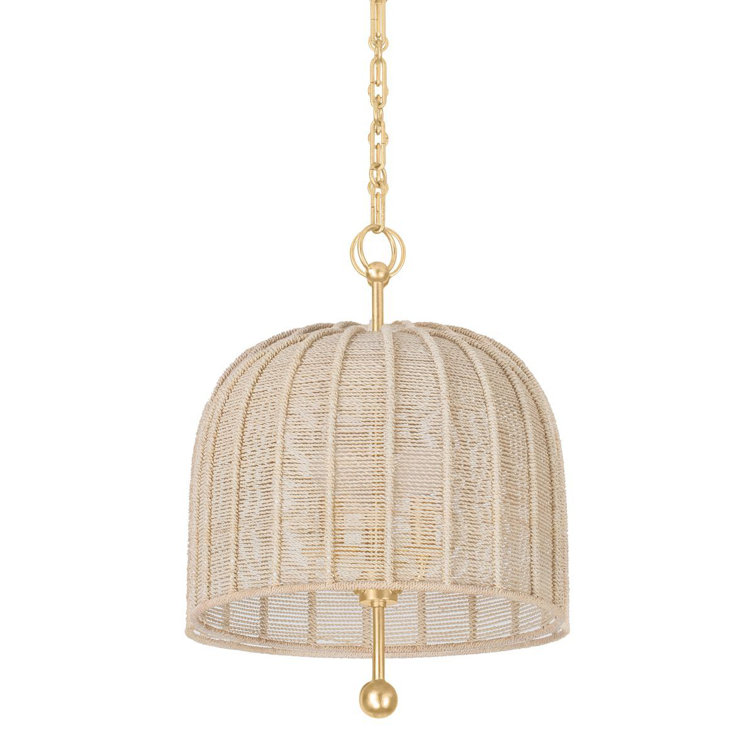 Vintage Gold Leaf 3-Light Pendant with Bleached Abaca Shade