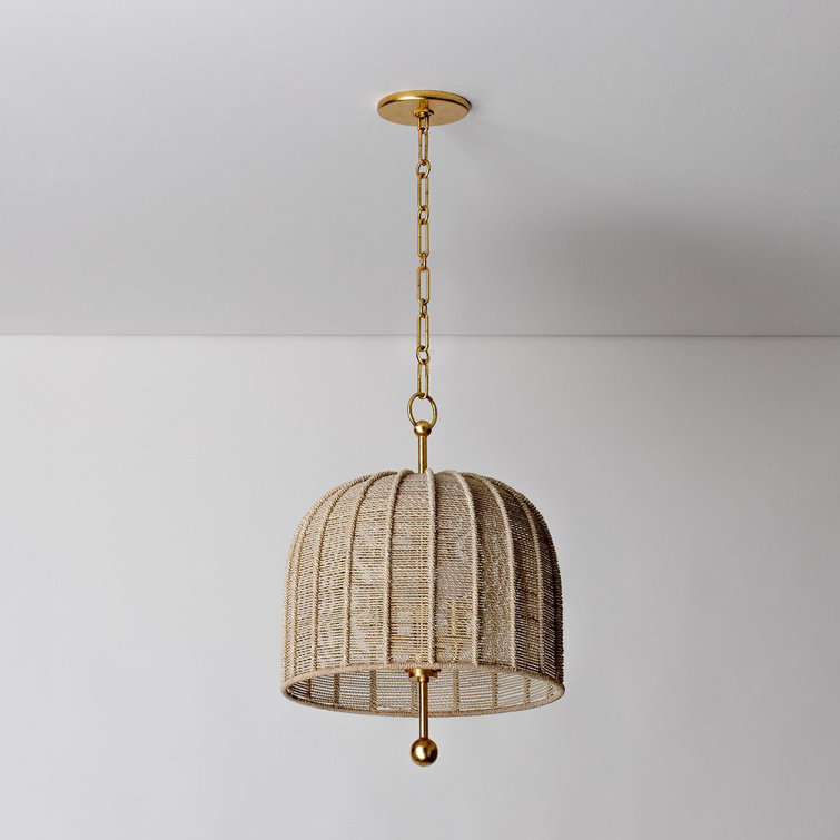 Vintage Gold Leaf 3-Light Pendant with Bleached Abaca Shade