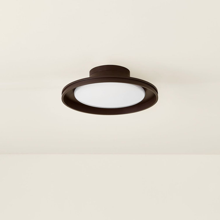 Bronze and Opal Glass 14.75" LED Flush Mount Light