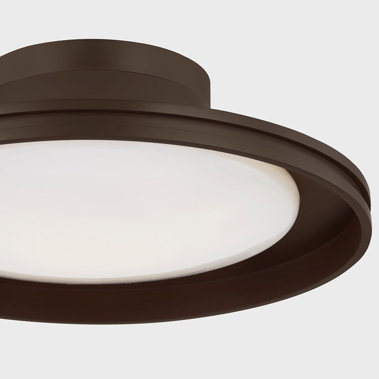 Bronze and Opal Glass 14.75" LED Flush Mount Light