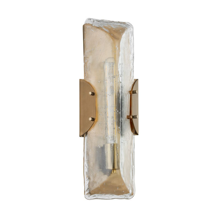 Patina Brass and Seeded Glass 17.5" Wall Sconce