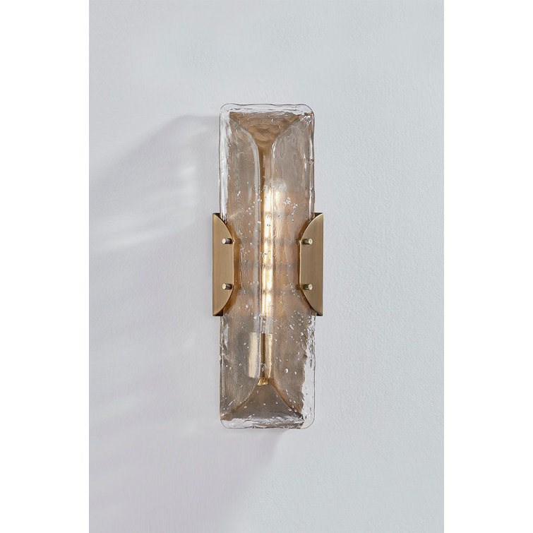 Patina Brass and Seeded Glass 17.5" Wall Sconce