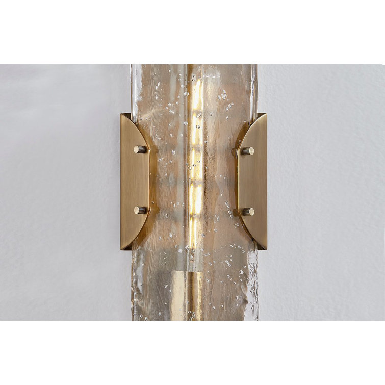 Patina Brass and Seeded Glass 17.5" Wall Sconce