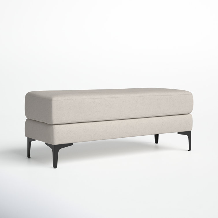 Elsie Transitional Light Grey Linen and Black Wood Bench