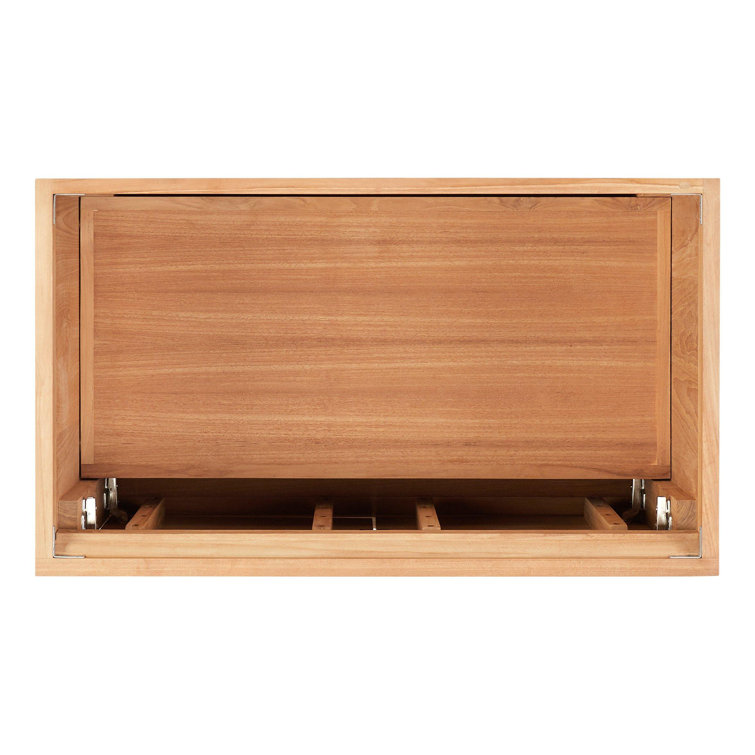 Aliso 36" Natural Teak Bathroom Vanity with White Quartz Top