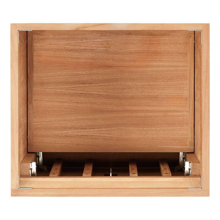 24" Natural Teak Single Bathroom Vanity with Carrara Marble Top