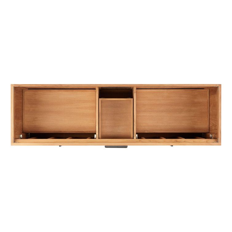 Aliso 72" Natural Teak Double Bathroom Vanity with Arctic White Quartz Top