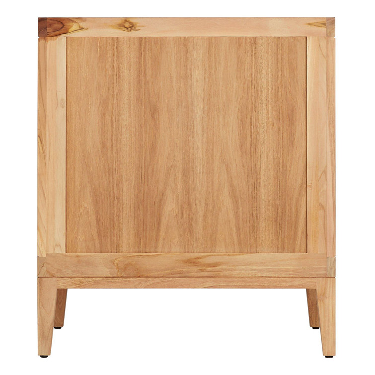 30" Natural Teak Single Bathroom Vanity with Carrara Marble Top