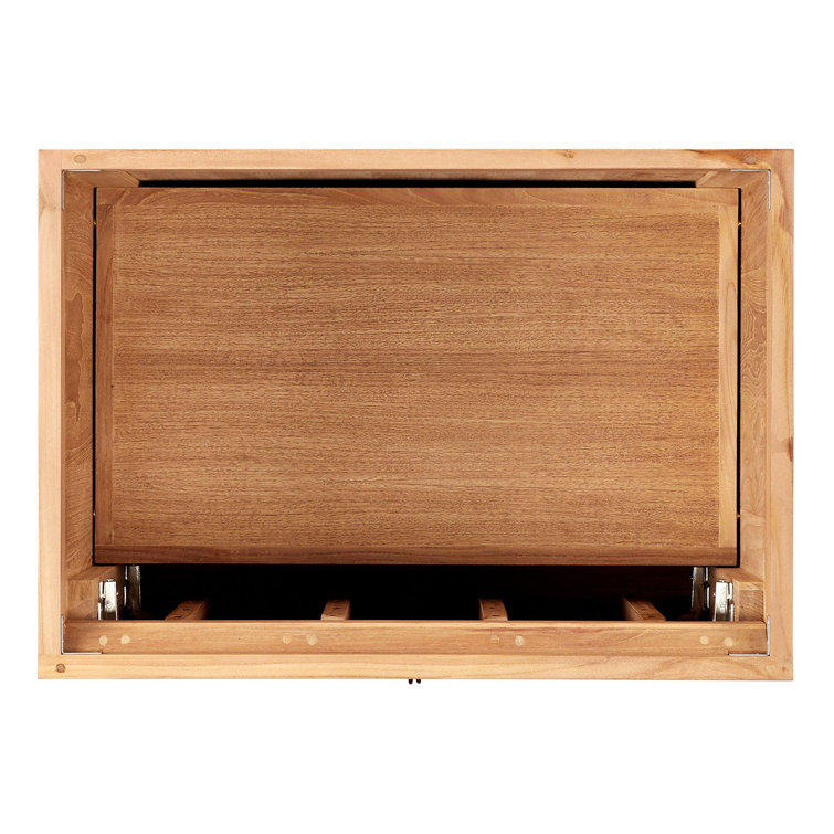 30" Natural Teak Single Bathroom Vanity with Carrara Marble Top