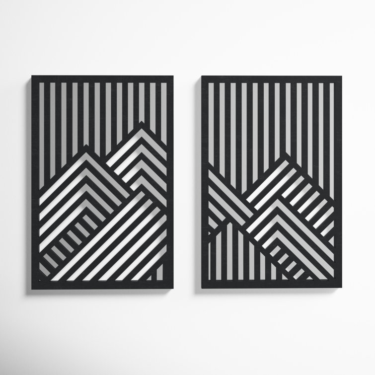 Black and Gray Modern Wood 2-Piece Wall Art Set
