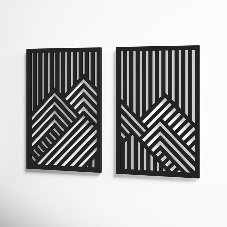 Black and Gray Modern Wood 2-Piece Wall Art Set