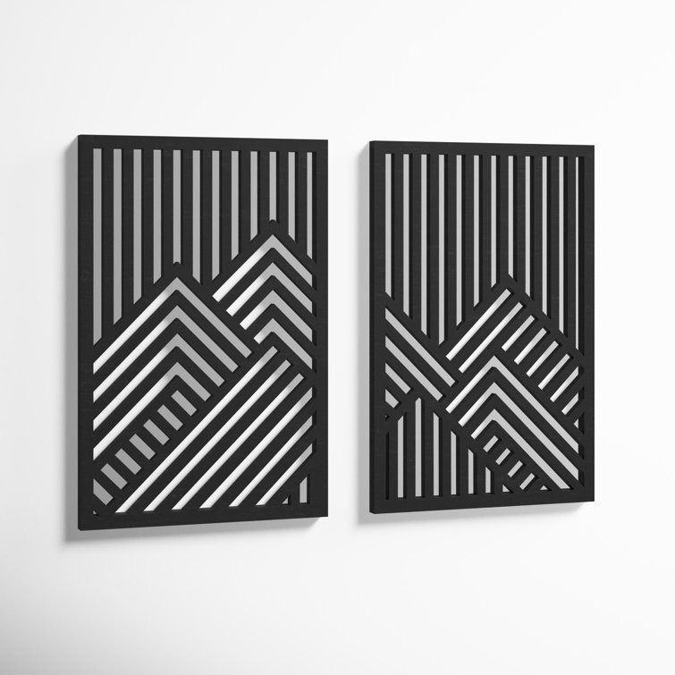 Black and Gray Modern Wood 2-Piece Wall Art Set