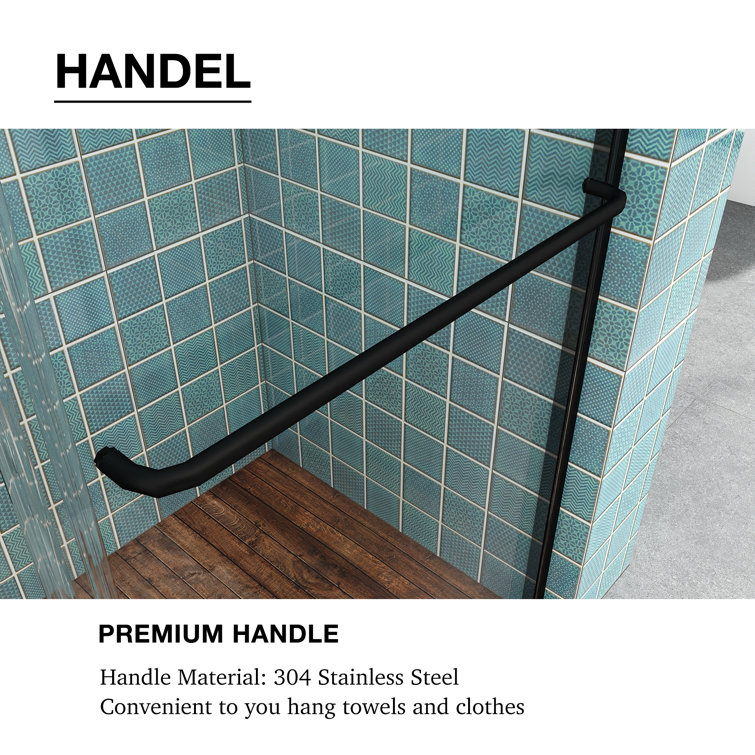 Matte Black Double Sliding Shower Door with Tempered Glass