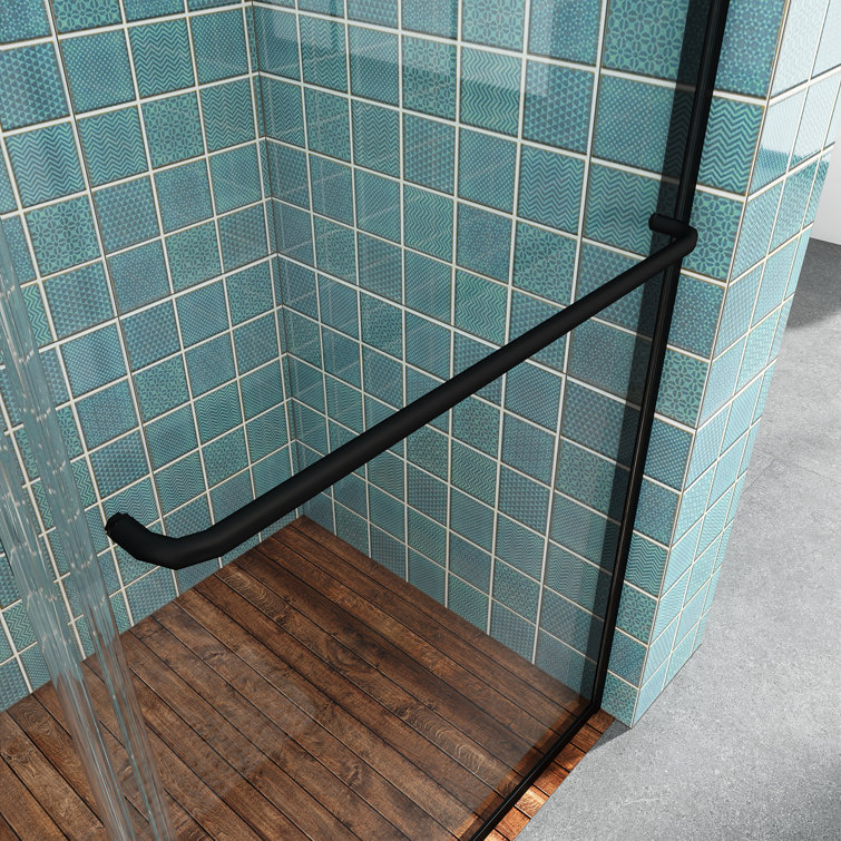 Matte Black Double Sliding Shower Door with Tempered Glass