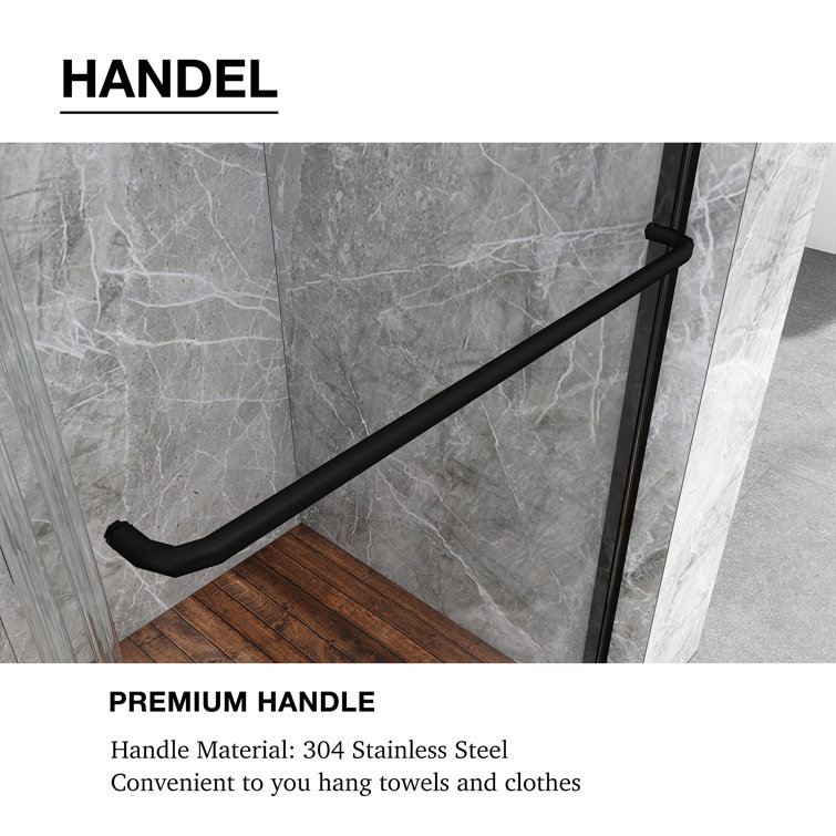 54 in. Matte Black Framed Sliding Shower Door with Clear Glass