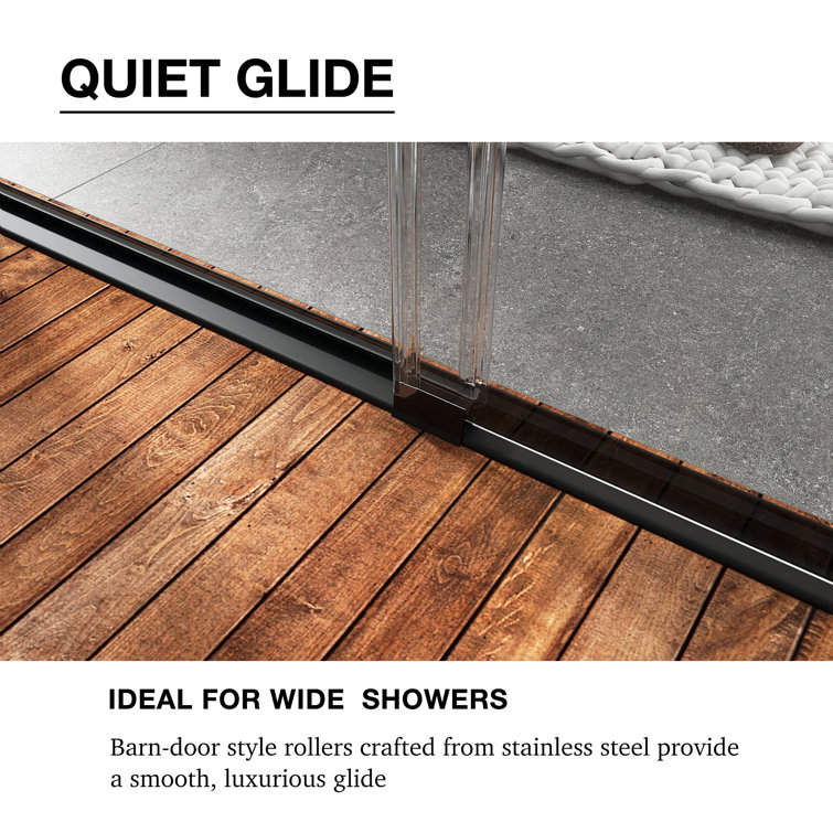 54 in. Matte Black Framed Sliding Shower Door with Clear Glass