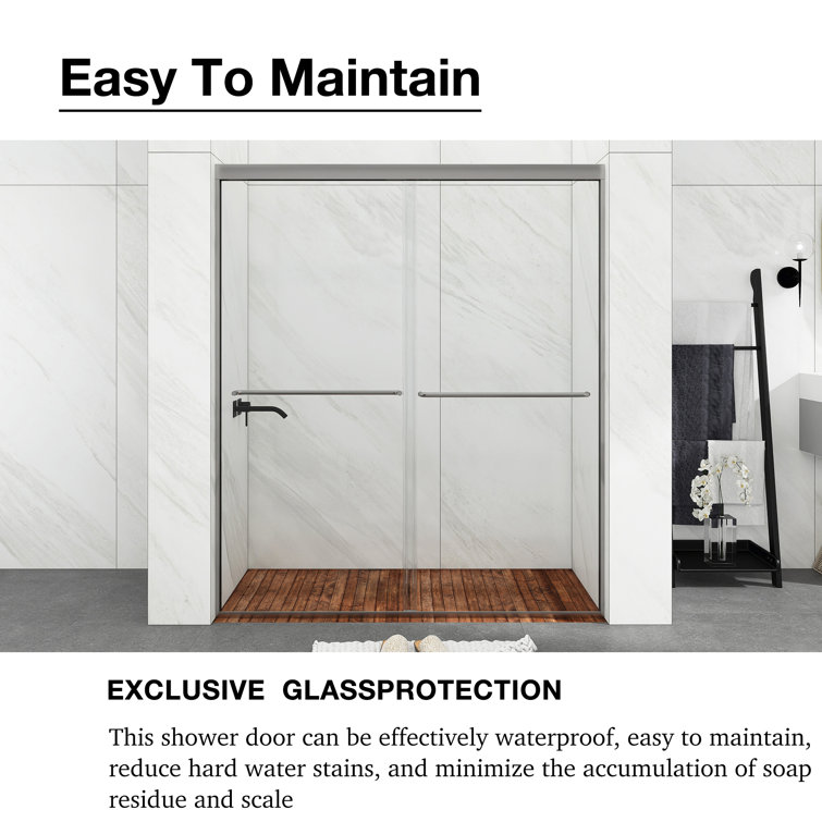 54 in. Chrome Framed Double Sliding Shower Door with Clear Glass