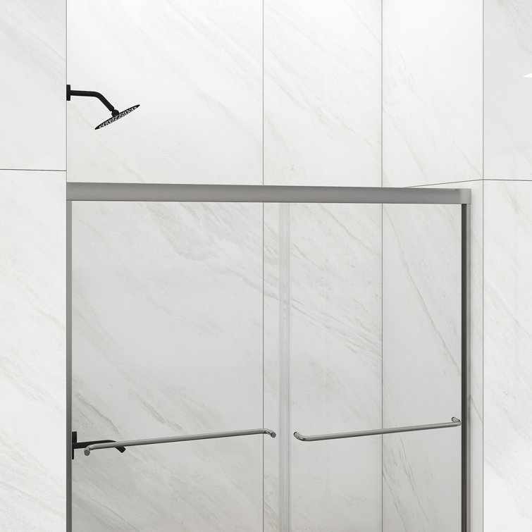 54 in. Chrome Framed Double Sliding Shower Door with Clear Glass