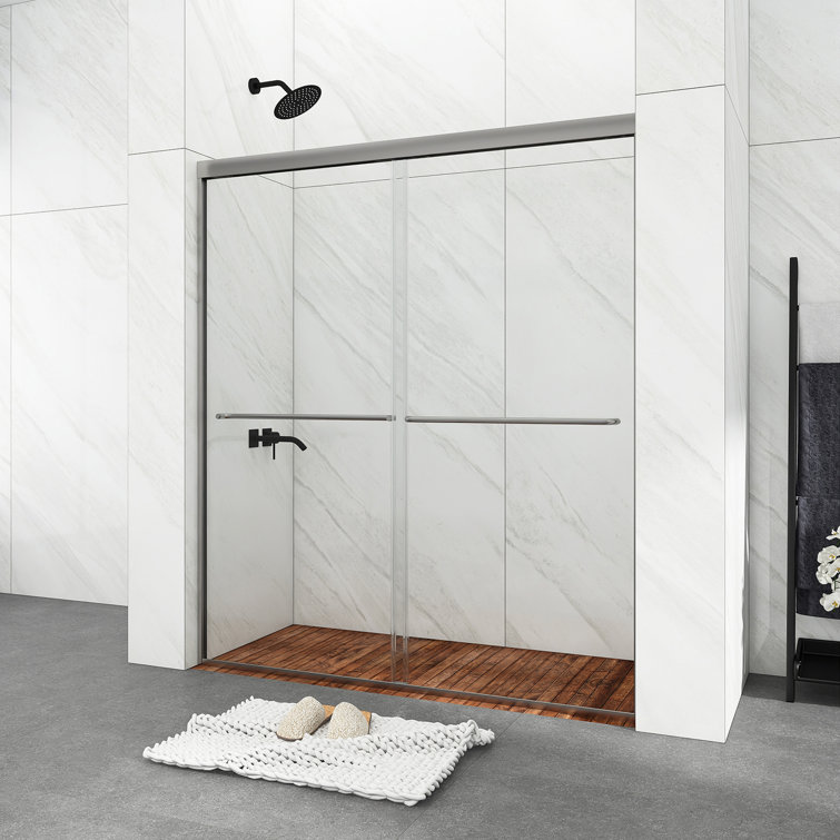 54 in. Chrome Framed Double Sliding Shower Door with Clear Glass